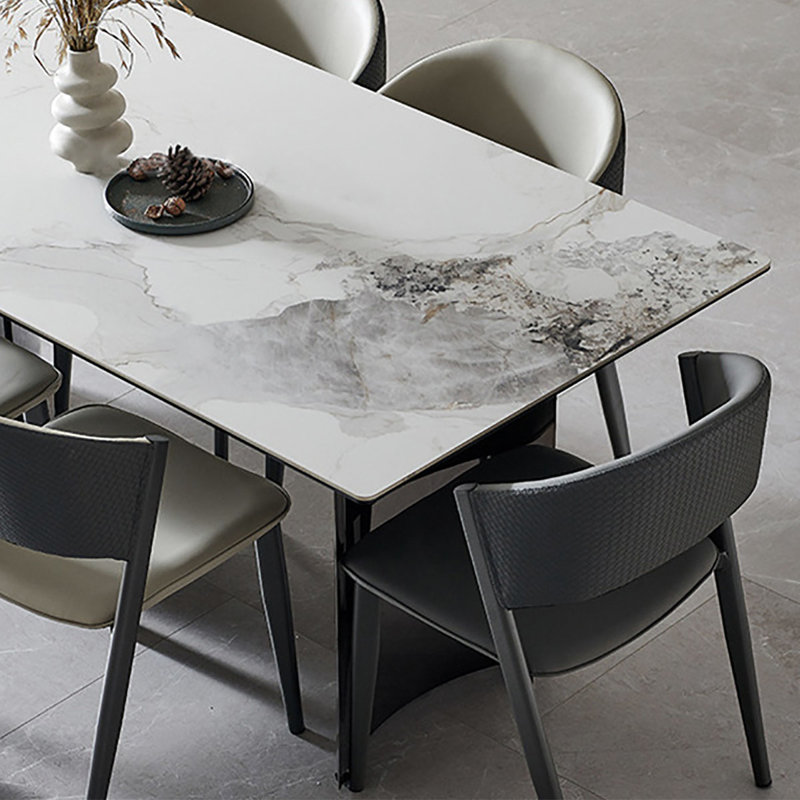 Modern Simplistic Rock Slab Dining Table, 29.1"H x 63"L x 31.5"W