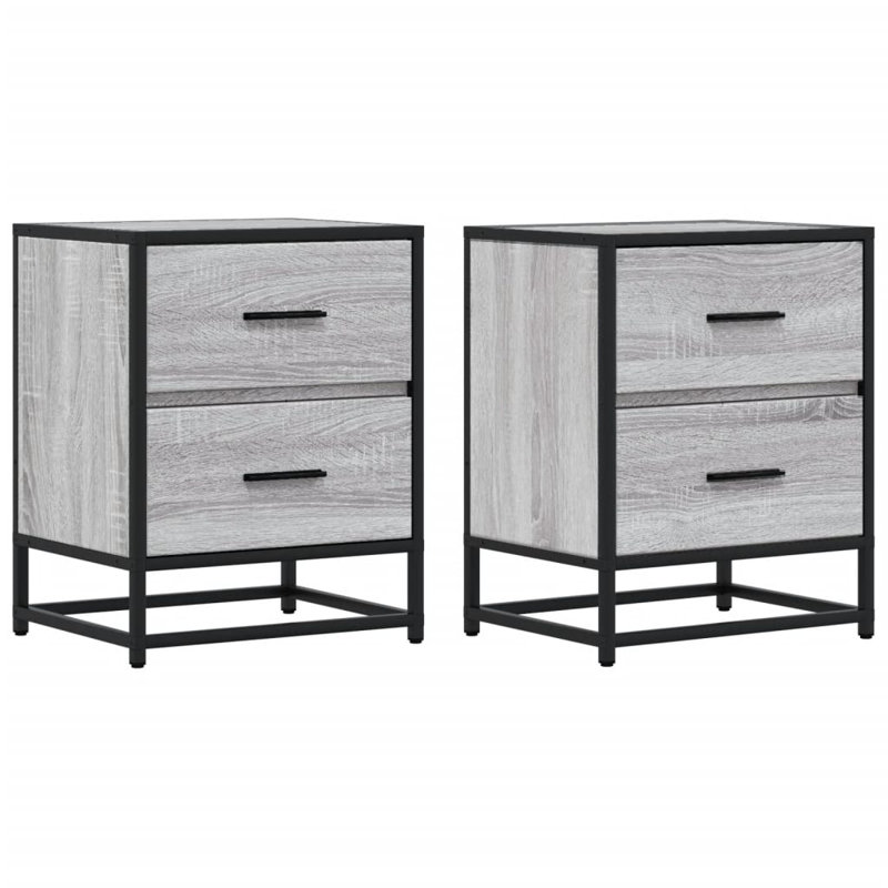 Armoire de chevet vidaXL Bois d'ingénierie, acier, Sonoma gris