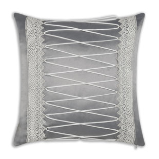 Marina Lace Trim Poly Satin Throw Pillow Cover & Insert