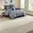 Luxurious Navy And Silver Bedding Set, Polyester Damask For Modern Bedrooms