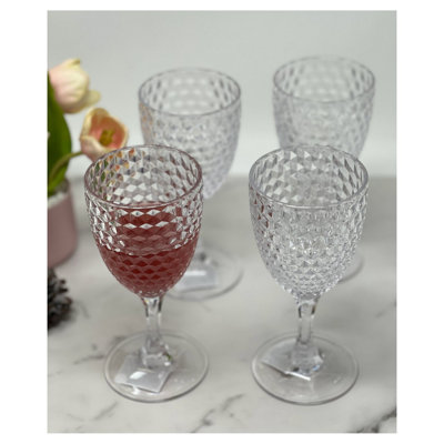 Verres à vin en plastique taille diamant