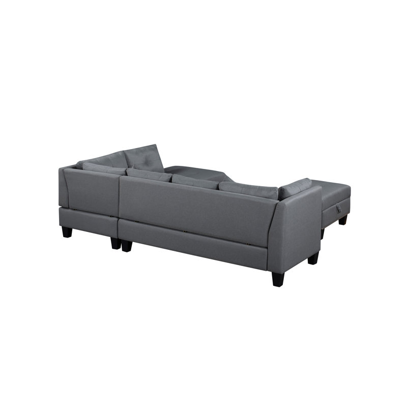 104.5" Upholstered Sofa,Chaise & Ottoman , Gray