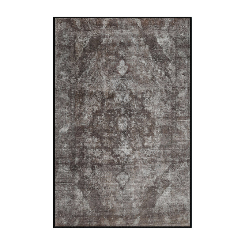 Tapis gris/zone noire contemporaine, Rectangle 3 pi x 5 pi