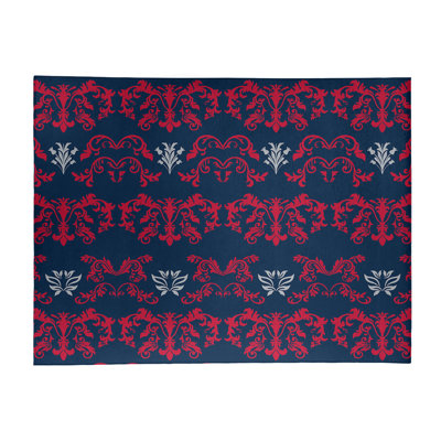 Tapis damassé noir / rose