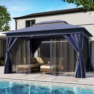 Pavillon de jardin en acier de 10 pi x 13 pi sur laque Isle Isle