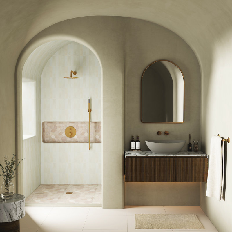 Système de douche complet à pression équilibrée avec pomme de douche à effet de pluie de 10 pouces, soupape à main, valve brute