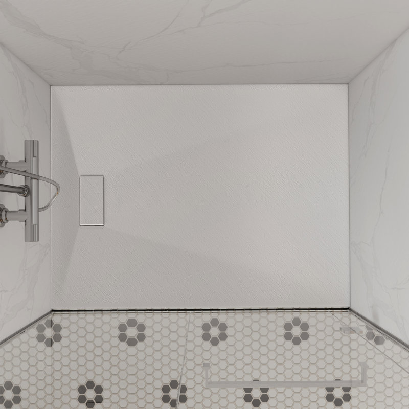 48"W x 36"D Multiple Sizes Rectangle Low-profile Shower Base, Non-Slip, Reversible Drain, White, 1" H x 47.24" W x 35.43" D