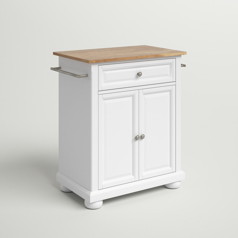 Hedon Solid Wood Top Kitchen Cart, White