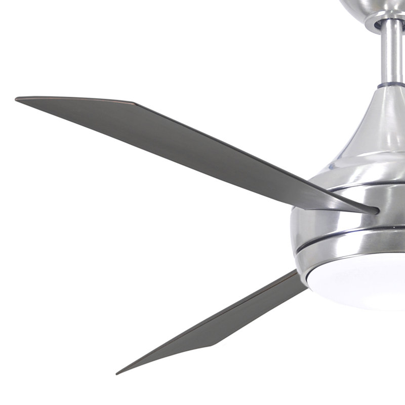 Donaire LED Outdoor Downrod Ceiling Fan, Brushed Stainless, Brushed Bronze