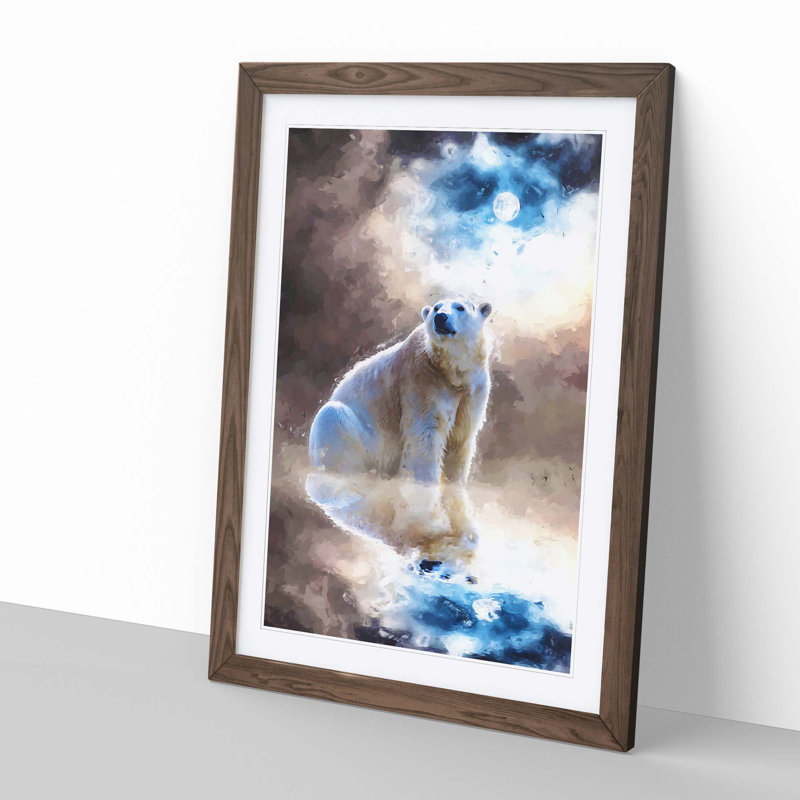 Polar Bear in Abstract - Framed Print, 50cm H x 35cm W x 2cm D, Walnut