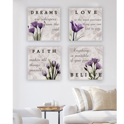 Mauve mauve, ensemble de 4 impressions sur toile tendue