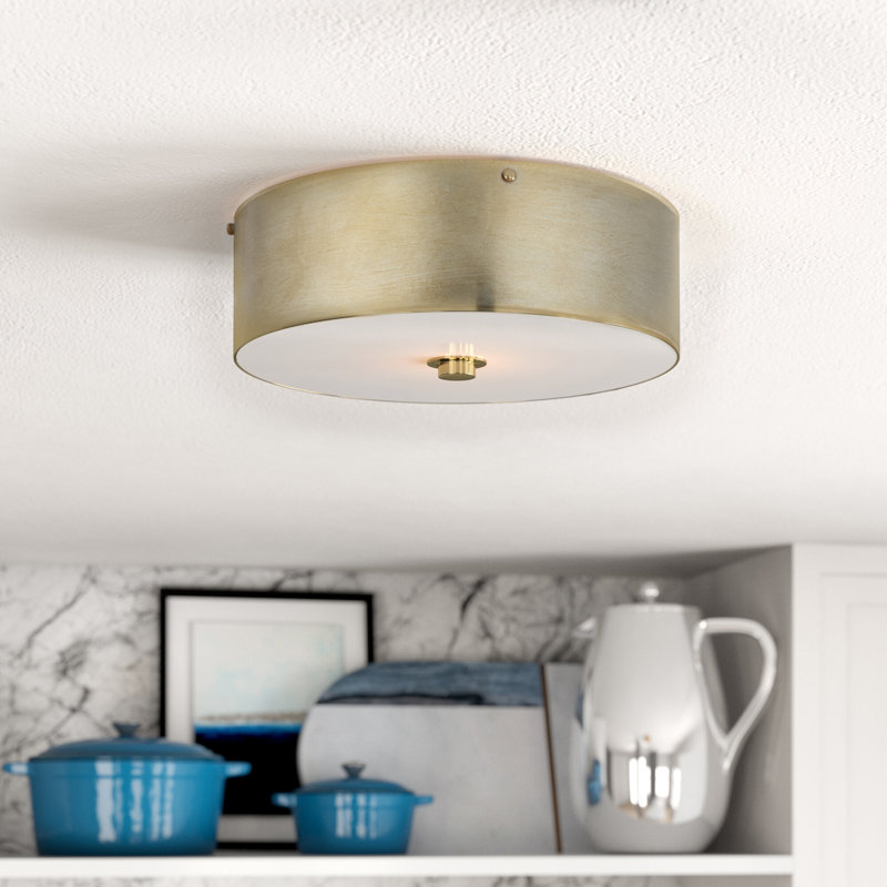 Aujanae 2 -Light 12" Flush Mount, Vintage Silver/White