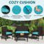 Colour Outdoor All Weather Wicker 4 - Person Seating Group with Cushions-1450272758-1450272753
