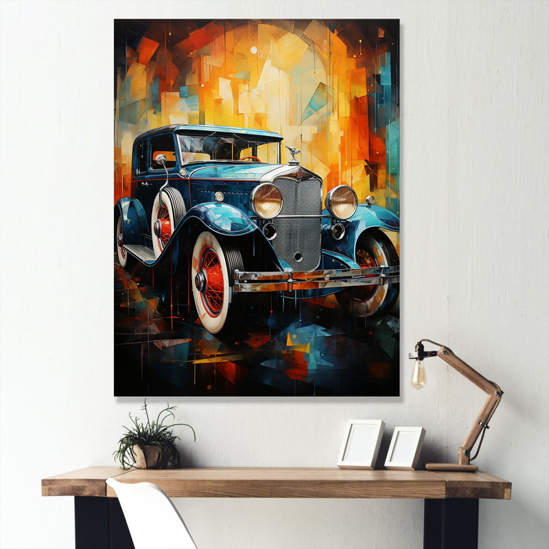 «Abstract Vintage Car Memory I», art mural sur toile rétro, H 20 po x l 12 po x P 1 po, Toile tendue