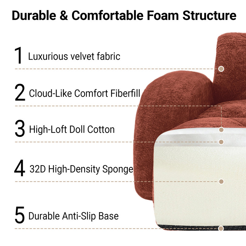 Canapé modulaire Boneless, Velours rouge