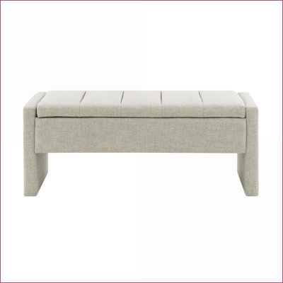 Banc de rangement | Repose-pieds Modern Bed End | Coiffeuse, siège de fenêtre | Lin | Gris clair