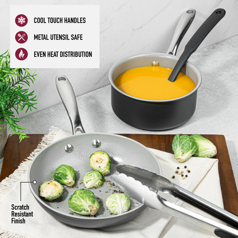 Batterie de cuisine antiadhésive 13 pièces avec ustensiles, four et lave-vaisselle Granitestone Pro