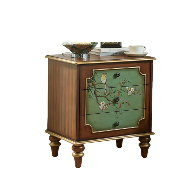 Commode décorative rustique 3 tiroirs peinte à la main