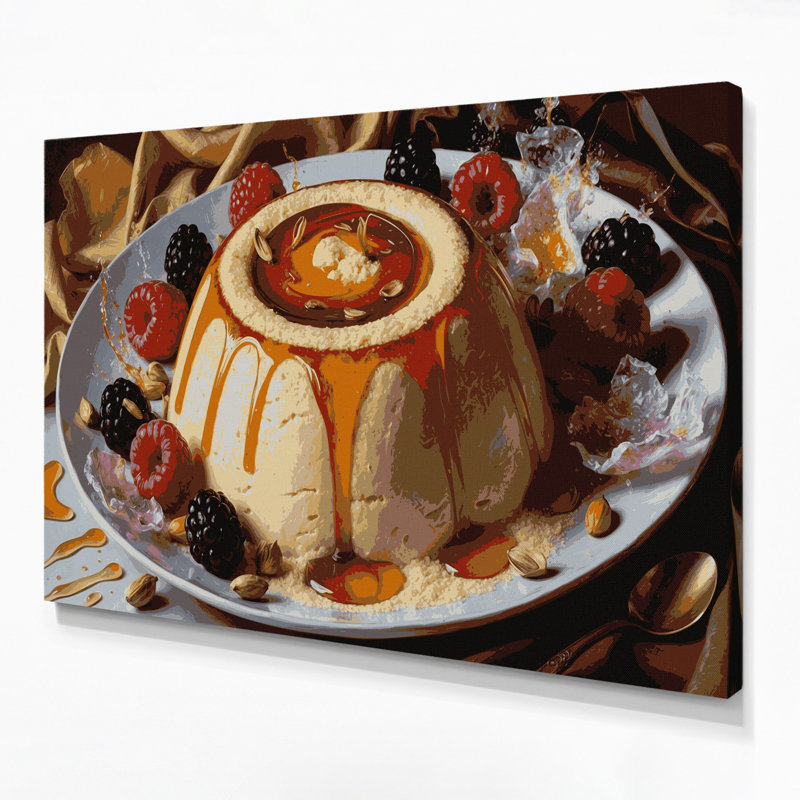 Art mural sur toile, Dessert, semoule pudding, noir