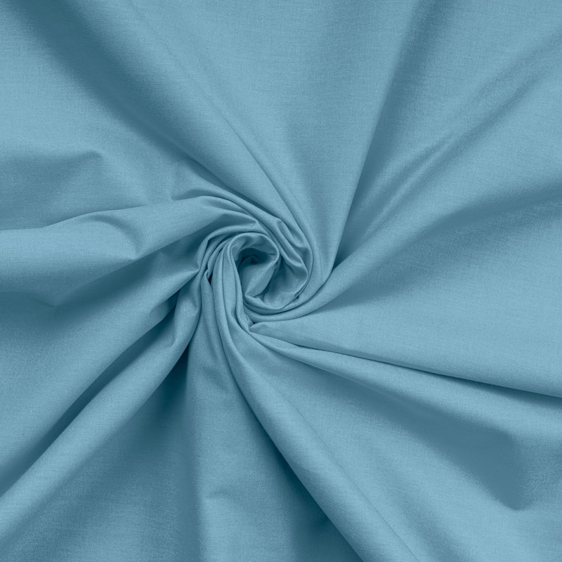 Premium Ranforce Single Fitted Sheet, 39 x 79 + 11.8 Deep Pocket, 100% Cotton, 145 Thread Count | Soft Blue Color, Machine Washable at 86°F | Perfect for Comfortable Sleep & Easy Care