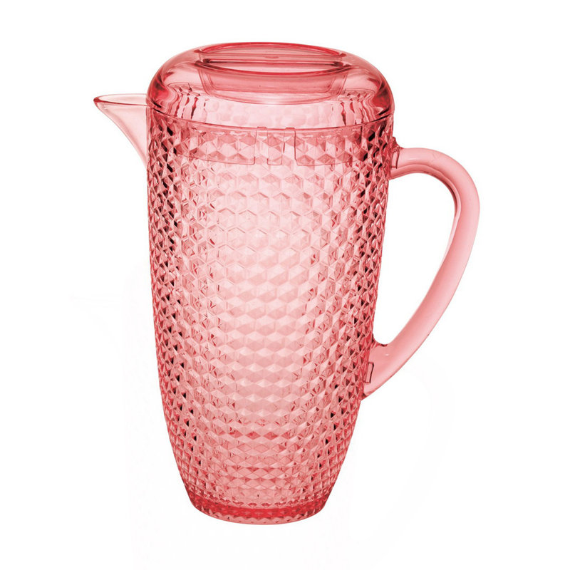 Pichet à eau 2,5 pintes avec couvercle, pichet en plastique incassable à coupe diamant, pichet à boisson, pichet à jus sans BPA
