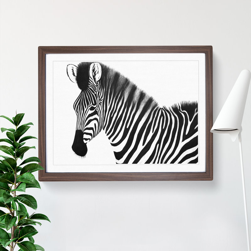 Zebra Portrait Vol.2 - Single Picture Frame Painting, 34cm H x 46cm W x 2cm D, Walnut