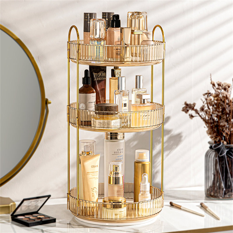 Ashelman Acrylic 3 Compartment Makeup Organiser, Yellow
