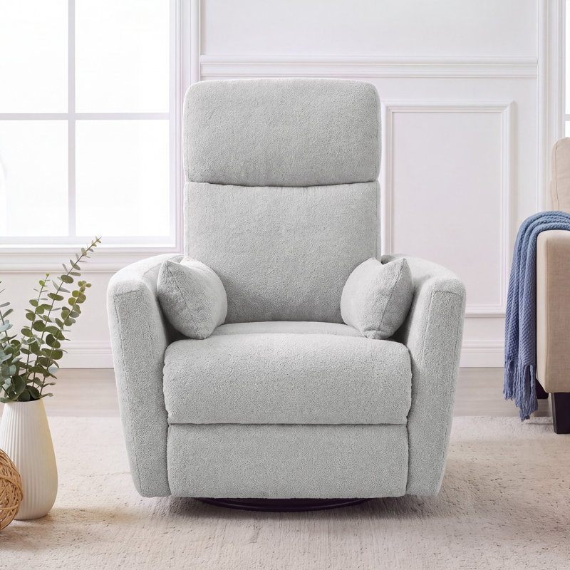 Swivel Rocker Recliner Chair with 8-Point Massage, Gray Corduroy