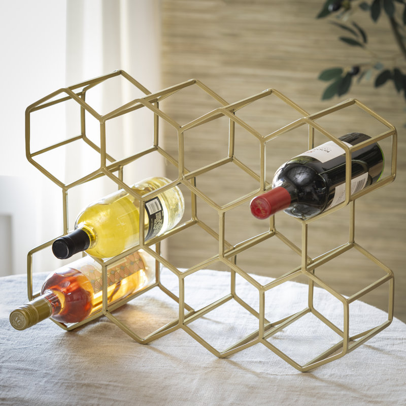 Gold Honeycomb Metal 11 Wine Bottle Holder