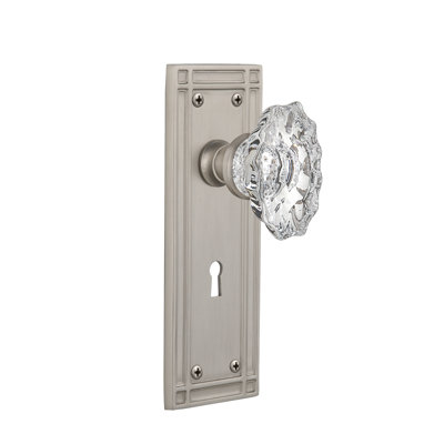 Crystal Chateau Interior Mortise Door Knob with Mission Long Plate