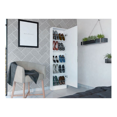 Shoe Rack Chimg, Mirror, Five Interior Shelves, Single Door Cabinet