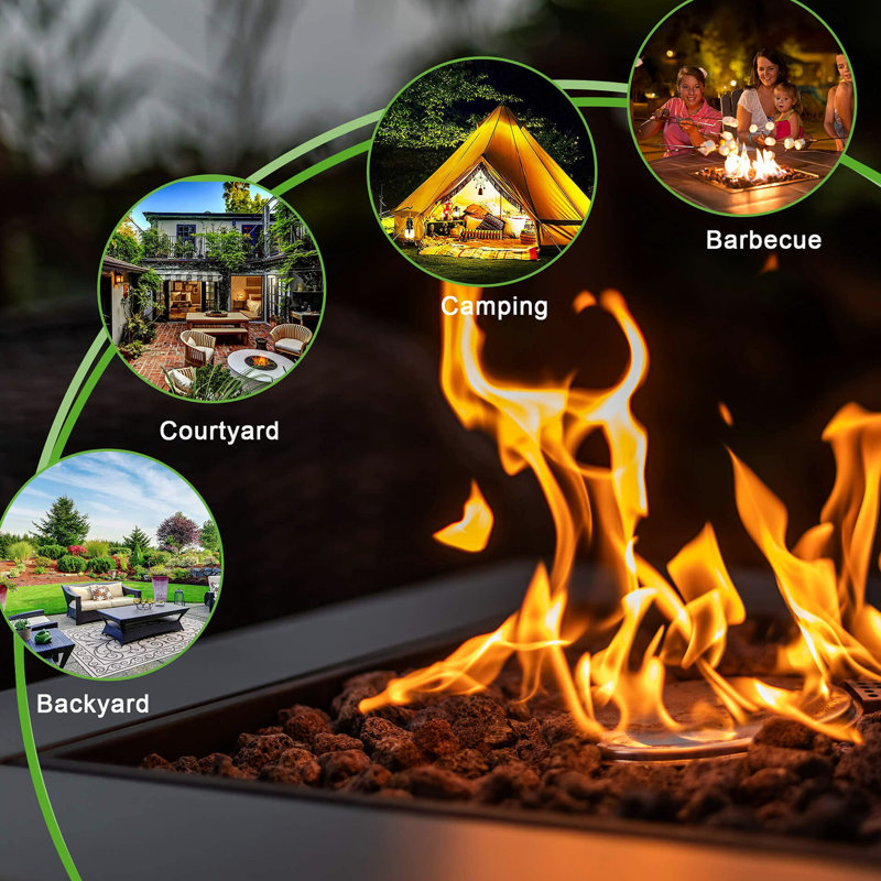 28in Outdoor Propane Fire Pit Table, 50000 Gas Fireplace With Lid & Lava Stone, Approved For Garden Backyard Patio Courtyard