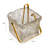24-Ounce Textured Glass Ice Bucket With Gold Finish Handle And Tongs, Clear/Gold
