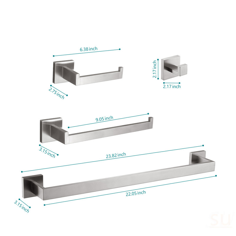 Ensemble de quincaillerie de salle de bain 8 pièces, Nickel brossé