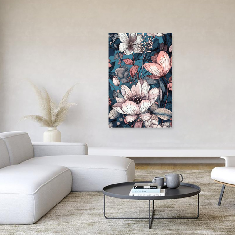 «Elegant Botanical Blooms Abstract Succulent Flower Nature», art mural, H 24 po x l 16 po