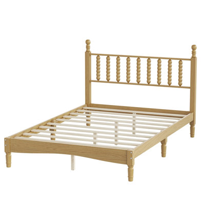 Lit plateforme en bois avec tête de lit en forme de gourde rétro