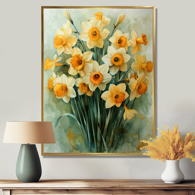 Bloom, orange, blanc, nature morte, jonquilles IV - jonquilles, impression d'art mural