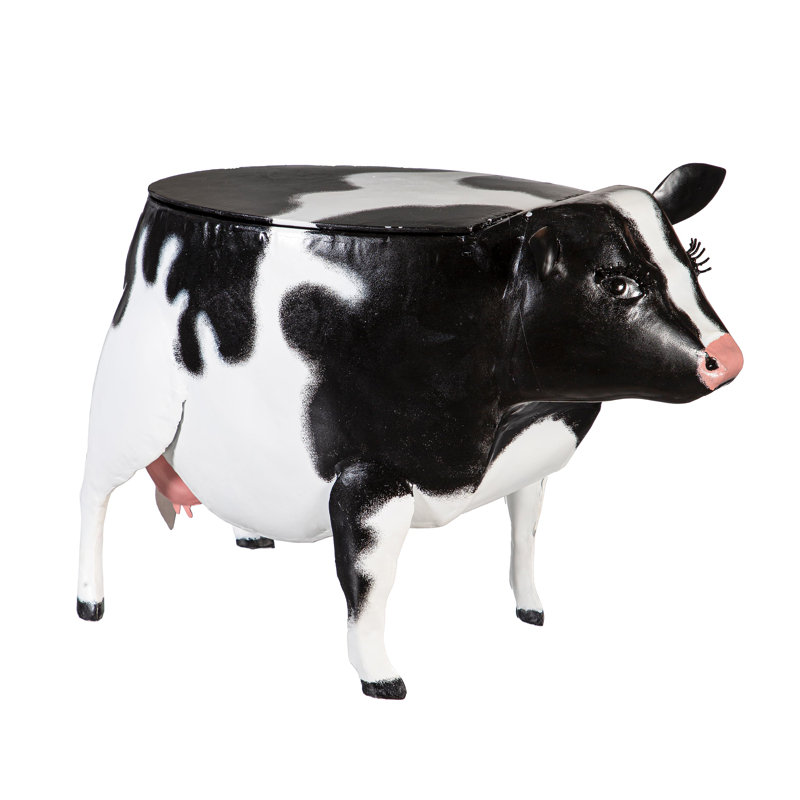 Table de vache en métal recyclé avec rangement