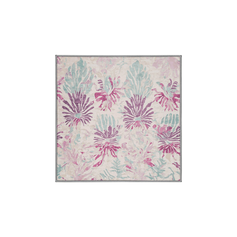 Tapis gris lavable à la machine, Carré 6 pi
