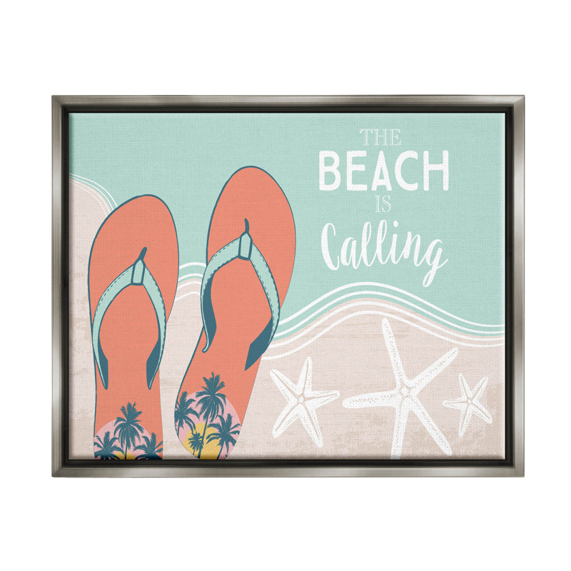 «Beach Is Calling Flip Flops Shore», estampe numérique par Arrolynn Weiderhold, H 11 po x l 14 po x P 1,5 po