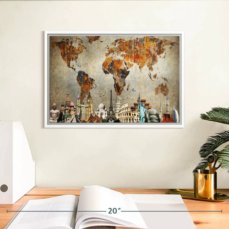 Rusty World Burwell, 37 po x 25 po, Cadre flottant blanc