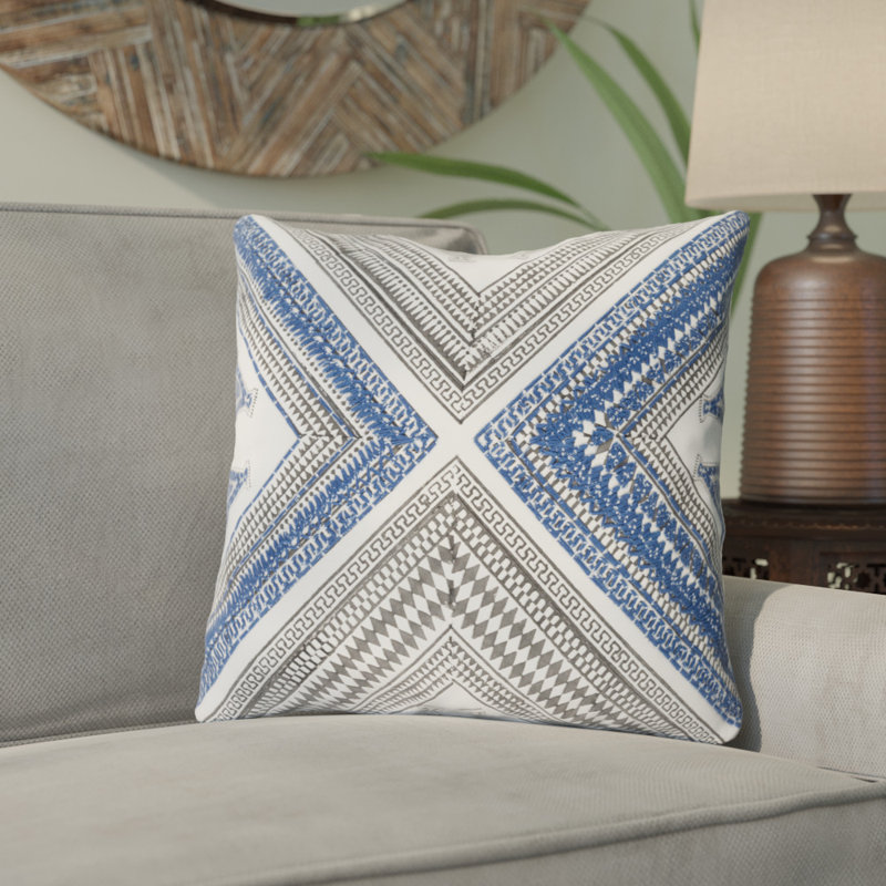 Coussin décoratif en coton, H 20 po x l 20 po, Jaune vif / brun foncé / blanc, Polyester