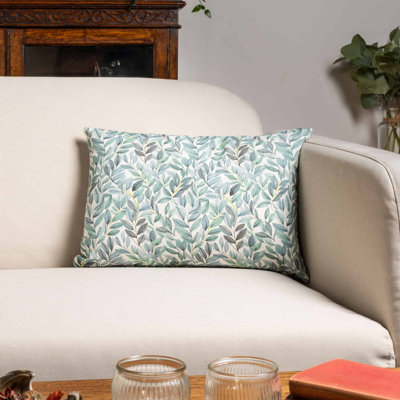 Willow Sketch Cushion in Aqua Blue