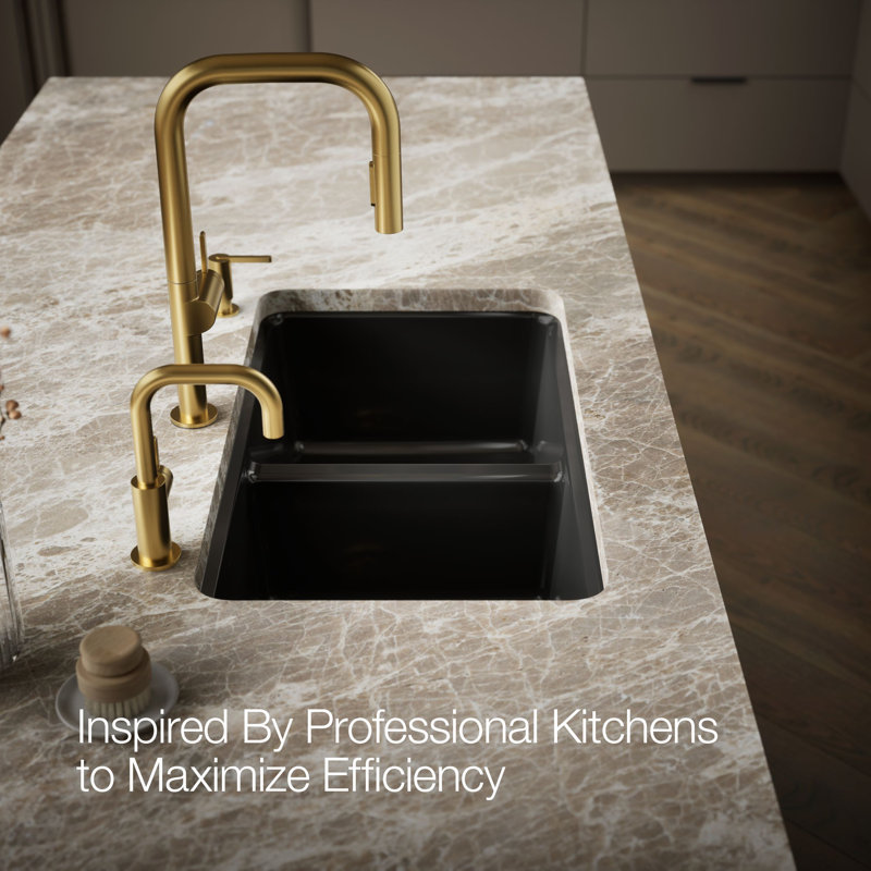 Riverby® 33" undermount double-bowl workstation kitchen sink, Black