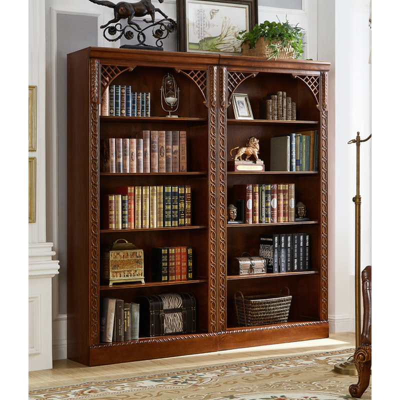 Bibliothèque de rangement en chêne rustique pour salle d'étude