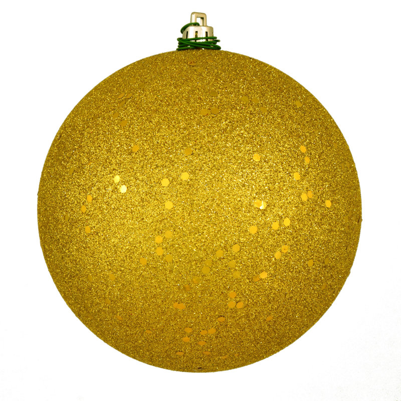 Holiday Décor Ball Ornament, Medallion Gold Sequin, 4" H x 4" W x 4" D