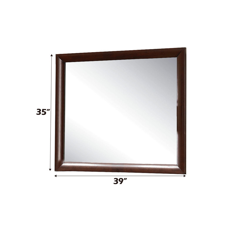 Miroir à finition espresso pour la maison, Rectangulaire, 35 po x 39 po, Bois espresso