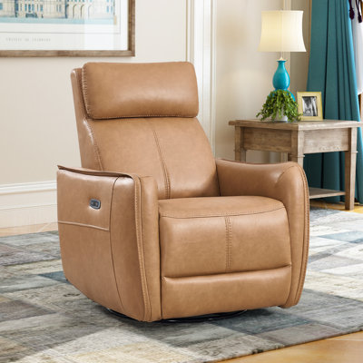 32.3" Wide Contemporary Swivel and Rocker Power Recliner Chair with USB Port