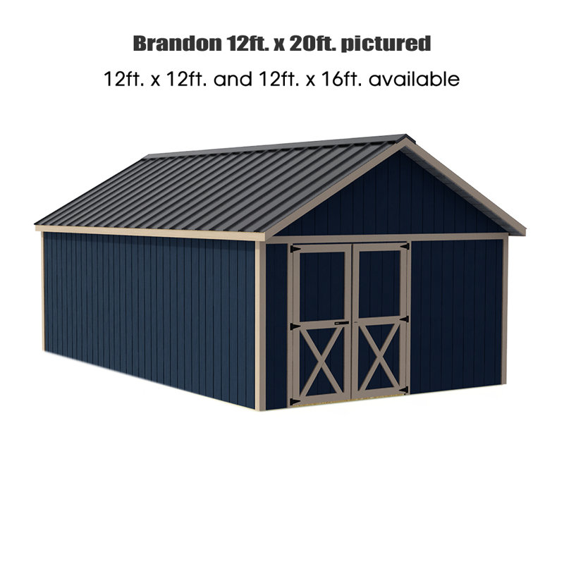 Brandon 12' x 16' Gray Wood Storage Shed Kit with Windows