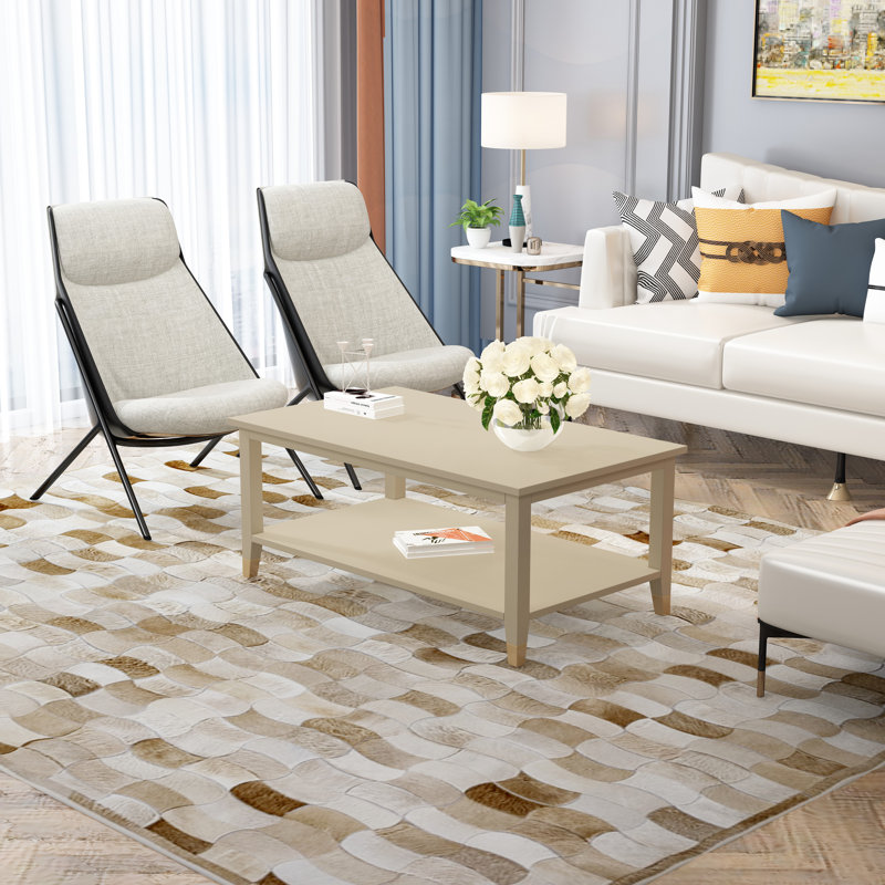 Athina Frame Coffee Table with Storage, Natural, Grey